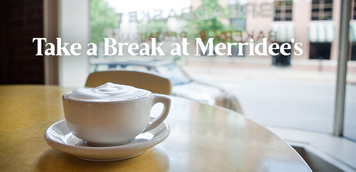 Coffee in front of window at Merridee's